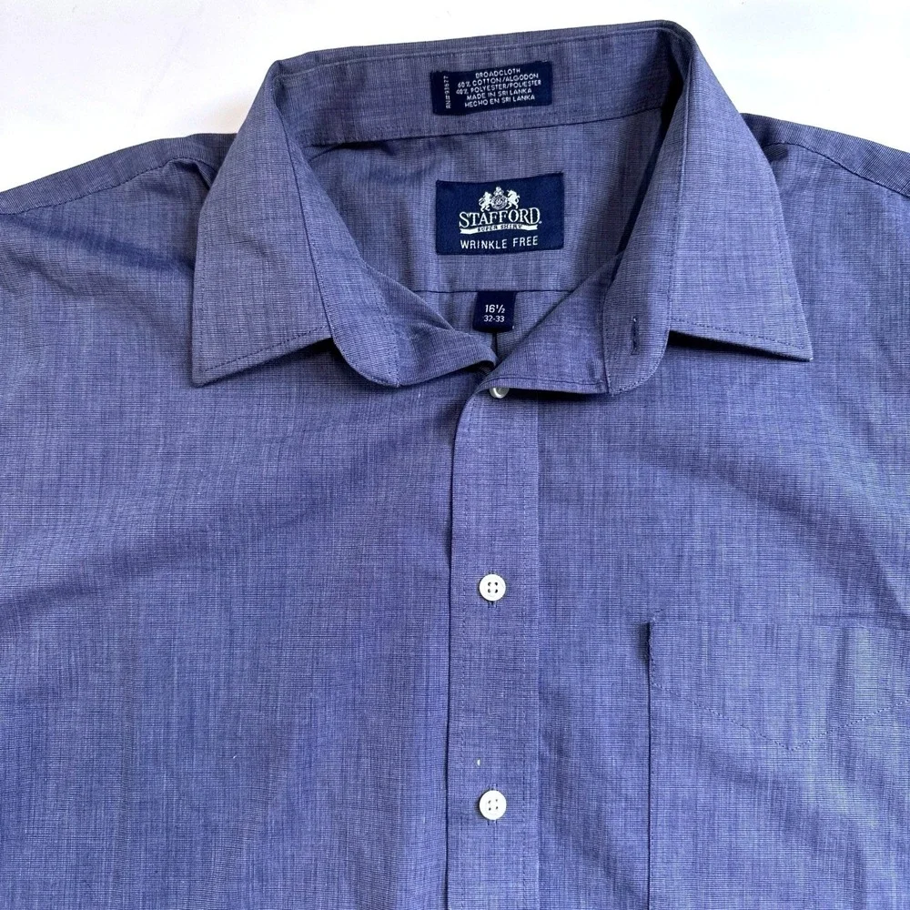 Mens Dress Shirt Long‎ Sleeve Blue Striped Button Down Classic Fit Casual Office